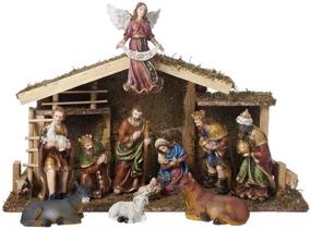 img 3 attached to 🎁 Premium Kurt Adler 12-Piece Nativity Set with Wooden Stable: A Symbolic Showcase of Elegance