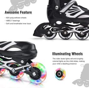 img 1 attached to DIKASHI Adjustable Inline Skates for All: Black/Blue/Red Sizes for Boys, Girls, Kids, Women & Men - Light Up, Ideal for Outdoor & Indoor Activities