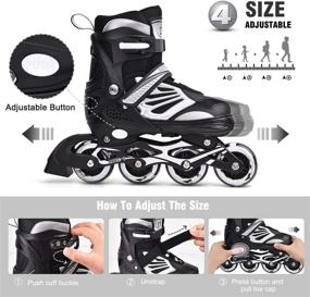 img 3 attached to DIKASHI Adjustable Inline Skates for All: Black/Blue/Red Sizes for Boys, Girls, Kids, Women & Men - Light Up, Ideal for Outdoor & Indoor Activities