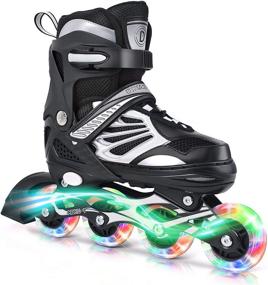 img 4 attached to DIKASHI Adjustable Inline Skates for All: Black/Blue/Red Sizes for Boys, Girls, Kids, Women & Men - Light Up, Ideal for Outdoor & Indoor Activities