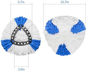 img 3 attached to 🧹 4-Pack Microfiber Spin Mop Head Refills for 360° Easy Cleaning - Blue & White