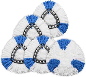 img 4 attached to 🧹 4-Pack Microfiber Spin Mop Head Refills for 360° Easy Cleaning - Blue & White