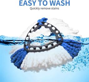 img 1 attached to 🧹 4-Pack Microfiber Spin Mop Head Refills for 360° Easy Cleaning - Blue & White