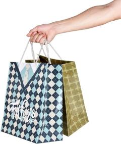 img 1 attached to 🎁 Gatherfun Large Plaid Shirt Design Gift Bags: Perfect Father's Day Gift Bag Supplies with Handles and Tissue Paper, 2 Designs, 2 Pack