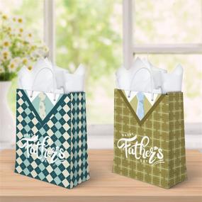 img 2 attached to 🎁 Gatherfun Large Plaid Shirt Design Gift Bags: Perfect Father's Day Gift Bag Supplies with Handles and Tissue Paper, 2 Designs, 2 Pack