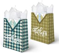 🎁 gatherfun large plaid shirt design gift bags: perfect father's day gift bag supplies with handles and tissue paper, 2 designs, 2 pack logo