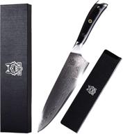 🔪 premium 8-inch damascus chef knife – ultra sharp vg-10 damascus stainless steel, gift box included logo