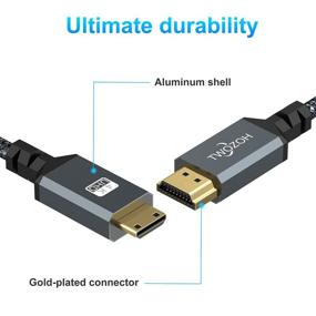 img 3 attached to 🔌 Twozoh Мини HDMI к HDMI кабель 6FT - 4K 60 Гц высокоскоростной HDMI к мини HDMI 2.0 плетеный шнур: Совместим с Nikon/Canon DSLR, планшетом, графическим/видеокартой, ноутбуком.