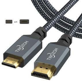 img 4 attached to 🔌 Twozoh Мини HDMI к HDMI кабель 6FT - 4K 60 Гц высокоскоростной HDMI к мини HDMI 2.0 плетеный шнур: Совместим с Nikon/Canon DSLR, планшетом, графическим/видеокартой, ноутбуком.