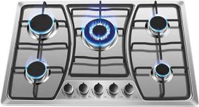 img 4 attached to 🔥 30 inch Gas Cooktop with 5 Burner Built-in Stove NG LPG Convertible Stainless Steel Cooktop 5 Italy Sabaf Sealed Burners for Home Kitchen Thermocouple Protection Use Easy to Clean