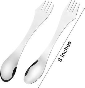 img 2 attached to CM Cosmos Stainless Steel Sporks Set - 5-piece 3-in-1 Fork Knife Spoon Utensils for Camping, Hiking, and Traveling