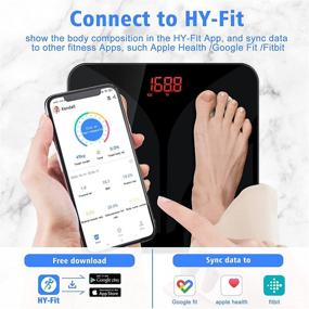 img 3 attached to 🔢 Smart Weight Scale with Digital Body Fat Measurement: Bluetooth Bathroom Analyzer for Accurate Health Monitoring, Weight Loss Tracker, BMI and Water Percentage, Fitness Syncapp - Black Glass