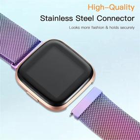 img 3 attached to Ремешки Fitbit Versa/Versa Lite SE/Versa 2 совместимы для женщин и мужчин, нержавеющая сталь, металлический ремешок с магнитным замком, замена для умных часов Fitbit Versa, цветной, маленький - ZWGKKYGYH