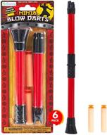 artcreativity ninja blow darts set - pack of 6 blasters with 2 darts each - ninja toys for kids - fun halloween costume accessories - top ninja birthday party favors - blowdart goodie bag fillers логотип