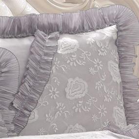 img 2 attached to Redefine Your Bedroom with Tache Home Fashion Silver Rose Petals Chic Luxury Ruffled Satin Elegant Bed Comforter Set, Cal King