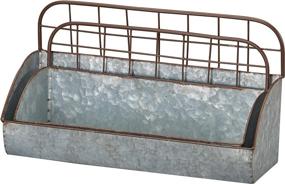 img 4 attached to Barnyard Designs Galvanized Metal Rustic Farmhouse Wall Hanging Storage Caddy Holder Organizers, Tin Wall Shelves Set of 2 - Large: 16.5” x 6” x 9.5”, Small: 15” x 5” x 7.5”