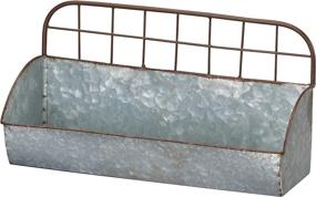 img 1 attached to Barnyard Designs Galvanized Metal Rustic Farmhouse Wall Hanging Storage Caddy Holder Organizers, Tin Wall Shelves Set of 2 - Large: 16.5” x 6” x 9.5”, Small: 15” x 5” x 7.5”