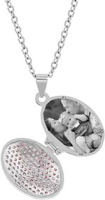 img 2 attached to 💖 925 Sterling Silver Girl's 16" Pink Cubic Zirconia Oval Photo Locket Necklace - Fashionable CZ Pendant for Girls & Preteens - Personalized Shiny Pink Locket