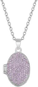 img 4 attached to 💖 925 Sterling Silver Girl's 16" Pink Cubic Zirconia Oval Photo Locket Necklace - Fashionable CZ Pendant for Girls & Preteens - Personalized Shiny Pink Locket