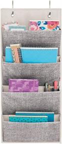 img 1 attached to 🗄️ mDesign Soft Fabric Wall Mount Organizer - Charcoal Gray with 4 Large Cascading Pockets for Office Supplies, Planners, and File Folders