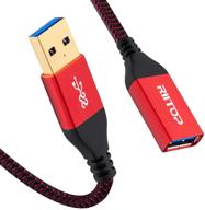 🔌 короткий usb 3.0 удлинительный кабель 1 фут (2 шт) - riitop usb 3.0 тип а мужской к женскому проводнику, скорость передачи данных 5 гбит/с, нейлоновая оплетка логотип