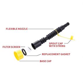 img 2 attached to 🔌 Flexible Fuel Tank Spout Replacement Kit | Extra-Long Gas Can Nozzle with Filter Screen, Gasket, Stopper Cap & 2 Base Caps (Fine and Coarse) | Compatible with Most 1, 2, and 5 Gallon Jugs | Pack of 3