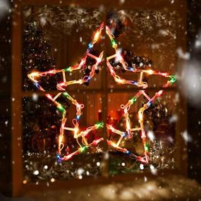 img 3 attached to 🎄 Set of 2 Christmas Window Silhouette Lights Decorations - 16 Inch Lighted Snowflake and Star Window Lights with 100 Bulbs for Indoor Holiday Wall, Door, and Glass Decorations