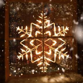 img 2 attached to 🎄 Set of 2 Christmas Window Silhouette Lights Decorations - 16 Inch Lighted Snowflake and Star Window Lights with 100 Bulbs for Indoor Holiday Wall, Door, and Glass Decorations