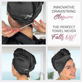 img 1 attached to 🧖 Ultra-Fine Microfiber Hair Towel Wrap with Wet/Dry Brush - The Perfect Haircare Solution for Fast Drying and Anti-Frizz - Black Turban