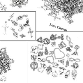 img 1 attached to 📿 SUNEEY 300Pcs Tibetan Antique Silver Charm Mixed Pendants: Perfect for DIY Bracelet, Necklace and Jewelry Making