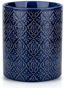 img 4 attached to 🍴 KOOV Kitchen Utensil Holder - Large Ceramic Utensil Crock for Countertop Organization and Easy Access, Embossed Pattern, Blue