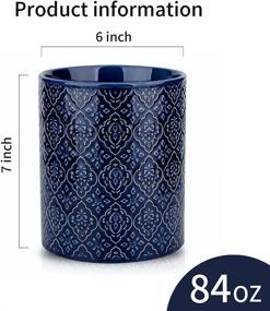 img 2 attached to 🍴 KOOV Kitchen Utensil Holder - Large Ceramic Utensil Crock for Countertop Organization and Easy Access, Embossed Pattern, Blue