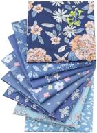 blue floral quilting fat quarters fabric bundle - 8-piece set of 18&#34; x 22&#34; coordinated 100% cotton fabric for quilts, masks, crafts, sewing, and diy patchwork logo