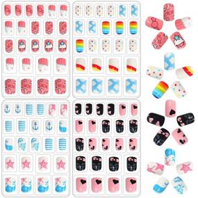 img 4 attached to 96 Pcs Kids Fake Nails: Pre-glued, Full Cover Short False Nails for Girls – Refreshing & Cute Children's Gift