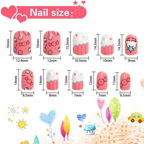 img 3 attached to 96 Pcs Kids Fake Nails: Pre-glued, Full Cover Short False Nails for Girls – Refreshing & Cute Children's Gift