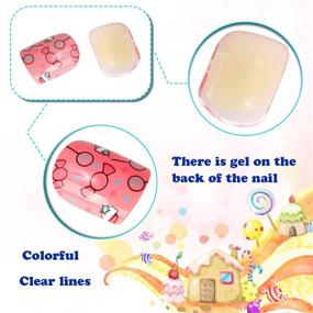 img 2 attached to 96 Pcs Kids Fake Nails: Pre-glued, Full Cover Short False Nails for Girls – Refreshing & Cute Children's Gift