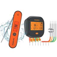 inkbird ibbq-4t wifi grill thermometer and iht-1p instant read thermometer: rechargeable digital 🌡️ bbq meat thermometers with alarm timer, graph calibration, magnet for food, oven, smoker, and kitchen logo