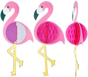 img 2 attached to 🌺 Tropical Pink Flamingo Honeycomb Party Decorations: Vibrant Luau Birthday and Hawaiian Party Supplies Set