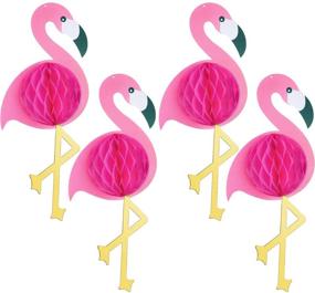 img 4 attached to 🌺 Tropical Pink Flamingo Honeycomb Party Decorations: Vibrant Luau Birthday and Hawaiian Party Supplies Set