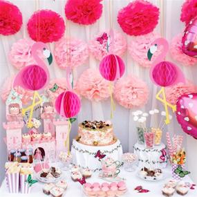 img 3 attached to 🌺 Tropical Pink Flamingo Honeycomb Party Decorations: Vibrant Luau Birthday and Hawaiian Party Supplies Set