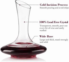 img 3 attached to 🍷 USBOQO Wine Decanter - Lead-Free Hand Blown Crystal Glass Carafe, Red Wine Aerator with Wide Base - Wine Accessories, Gift for Wine Lovers (60oz, 1.8L)