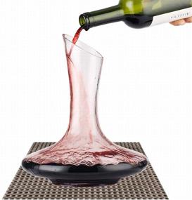 img 4 attached to 🍷 USBOQO Wine Decanter - Lead-Free Hand Blown Crystal Glass Carafe, Red Wine Aerator with Wide Base - Wine Accessories, Gift for Wine Lovers (60oz, 1.8L)