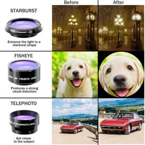 img 1 attached to 📷 Universal Phone Camera Lens Kit - 9 in 1 Fisheye Lens Telephoto Macro Wide Angle CPL Star Filter Kaleidoscope - Compatible with iPhone 8, XS, XR, 11, 12 PRO MAX and Samsung Smartphones