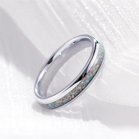 img 3 attached to 💍 Galaxy Collection Fire Created-Opal Inlay Tungsten Wedding Rings Band for Men and Women by THREE KEYS JEWELRY - 4mm and 8mm Options