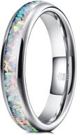 💍 galaxy collection fire created-opal inlay tungsten wedding rings band for men and women by three keys jewelry - 4mm and 8mm options logo