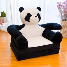 img 3 attached to Folding Plush Kids' Sofa Chair with Backrest - Adorable Cartoon Animal Bean Bag Armchair for Playroom & Bedroom (Panda)