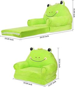 img 2 attached to Folding Plush Kids' Sofa Chair with Backrest - Adorable Cartoon Animal Bean Bag Armchair for Playroom & Bedroom (Panda)