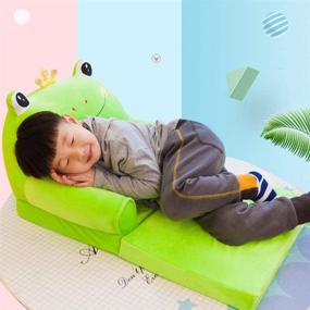 img 1 attached to Folding Plush Kids' Sofa Chair with Backrest - Adorable Cartoon Animal Bean Bag Armchair for Playroom & Bedroom (Panda)