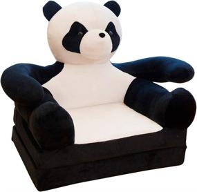 img 4 attached to Folding Plush Kids' Sofa Chair with Backrest - Adorable Cartoon Animal Bean Bag Armchair for Playroom & Bedroom (Panda)