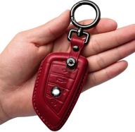 🔑 tukellen genuine leather key fob cover for bmw x1,x2,x3,x4,x5,x6,5 series 7series-red: premium cowhide case with keychain logo
